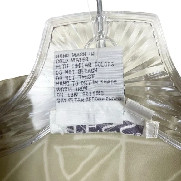 Vtg 90s NWT Tess 100% Silk Button Down Blouse Green Beige Semi-Sheer Size L - Picture 11 of 11